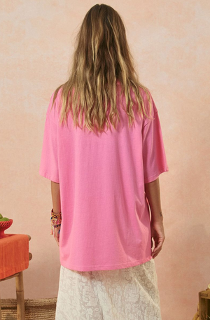 Spell Marina Piccola Oversized Biker Tee - Cosmos Pink