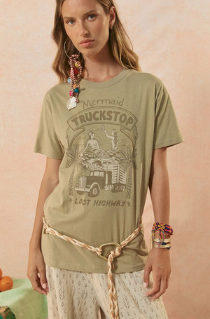Spell Mermaid Truckstop Biker Tee - Khaki