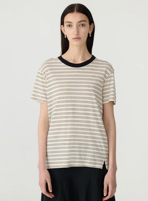 Bassike Stripe Classic T-Shirt - Black/White/Undyed