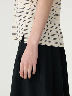 Bassike Stripe Classic T-Shirt - Black/White/Undyed