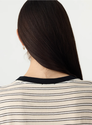 Bassike Stripe Classic T-Shirt - Black/White/Undyed