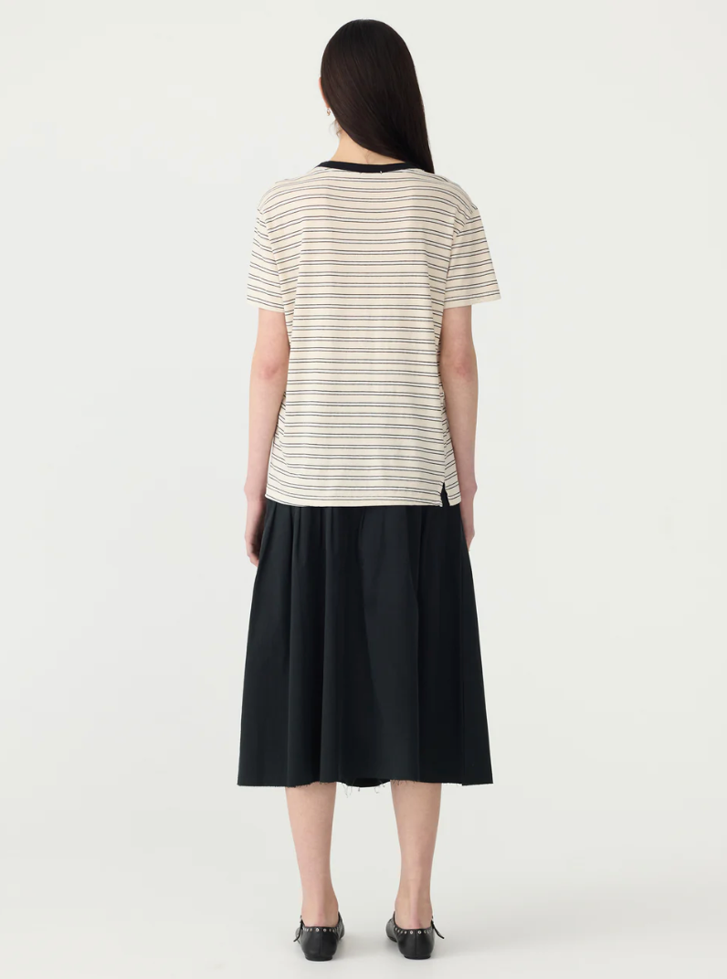 Bassike Stripe Classic T-Shirt - Black/White/Undyed