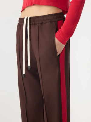 Bassike Twill Stripe Detail Pant - Carob/Red