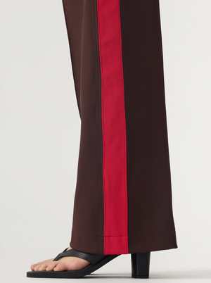 Bassike Twill Stripe Detail Pant - Carob/Red