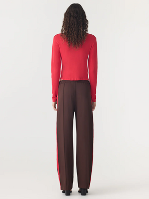 Bassike Twill Stripe Detail Pant - Carob/Red