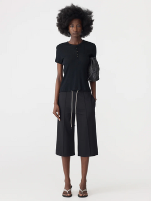 Bassike Refined Pinstitch Capri Pant - Black