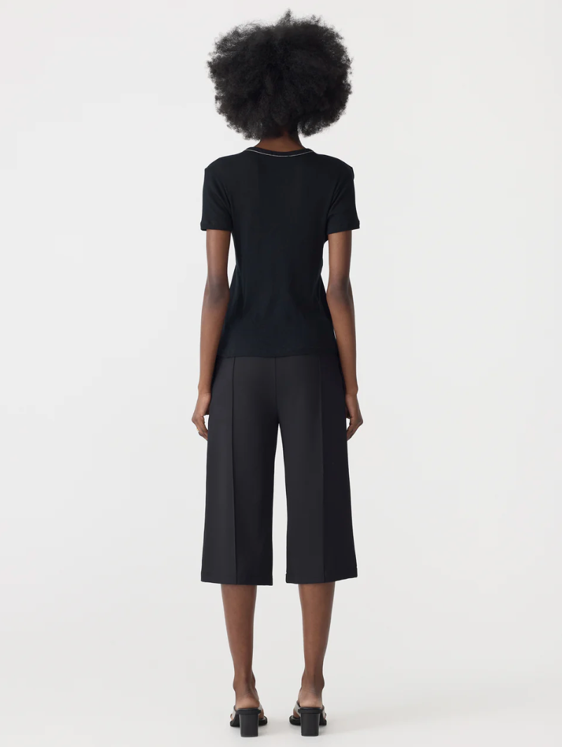 Bassike Refined Pinstitch Capri Pant - Black