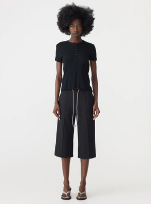 Bassike Refined Pinstitch Capri Pant - Black