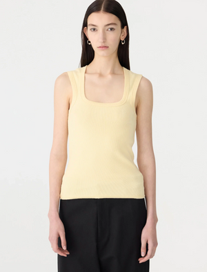 Bassike Low Scooped Rib Tank Lemon Glaze