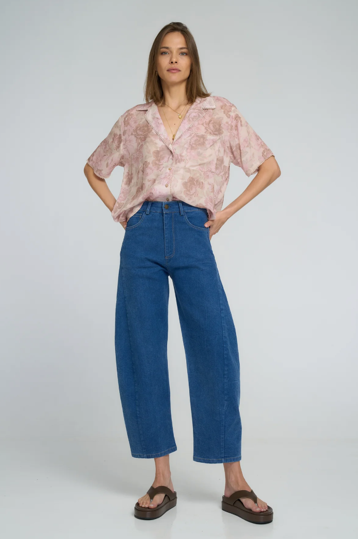 Lilya Harmony Trim Shirt - Monet Floral Print
