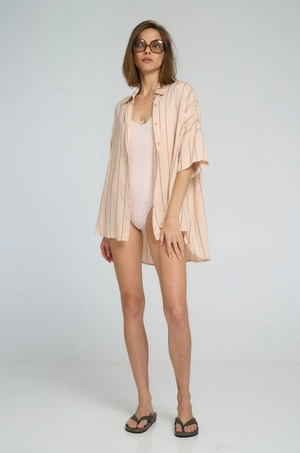 Lilya Georgie Shirt - Pastel Coral Stripe