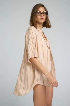 Lilya Georgie Shirt - Pastel Coral Stripe