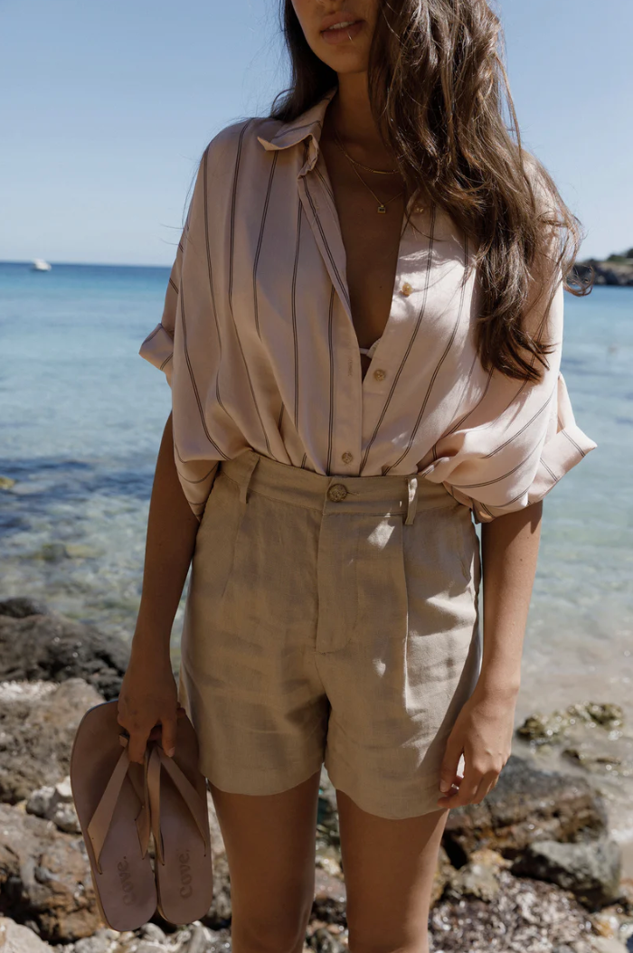 Lilya Georgie Shirt - Pastel Coral Stripe