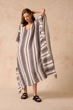 Estilo Emporio Polla Maxi Dress - Dark Chocolate Stripe
