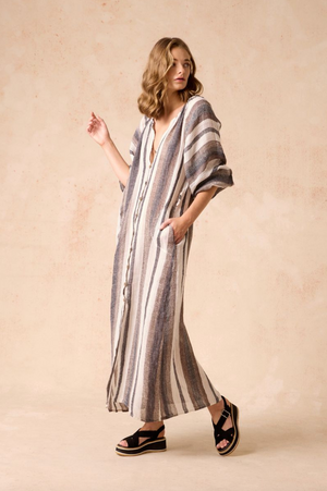 Estilo Emporio El Manto Stripe Dress - Dark Chocolate Stripe