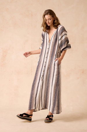 Estilo Emporio El Manto Stripe Dress - Dark Chocolate Stripe