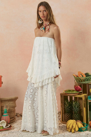 Spell Yaya Lace Scarf Mini Dress - Antique White