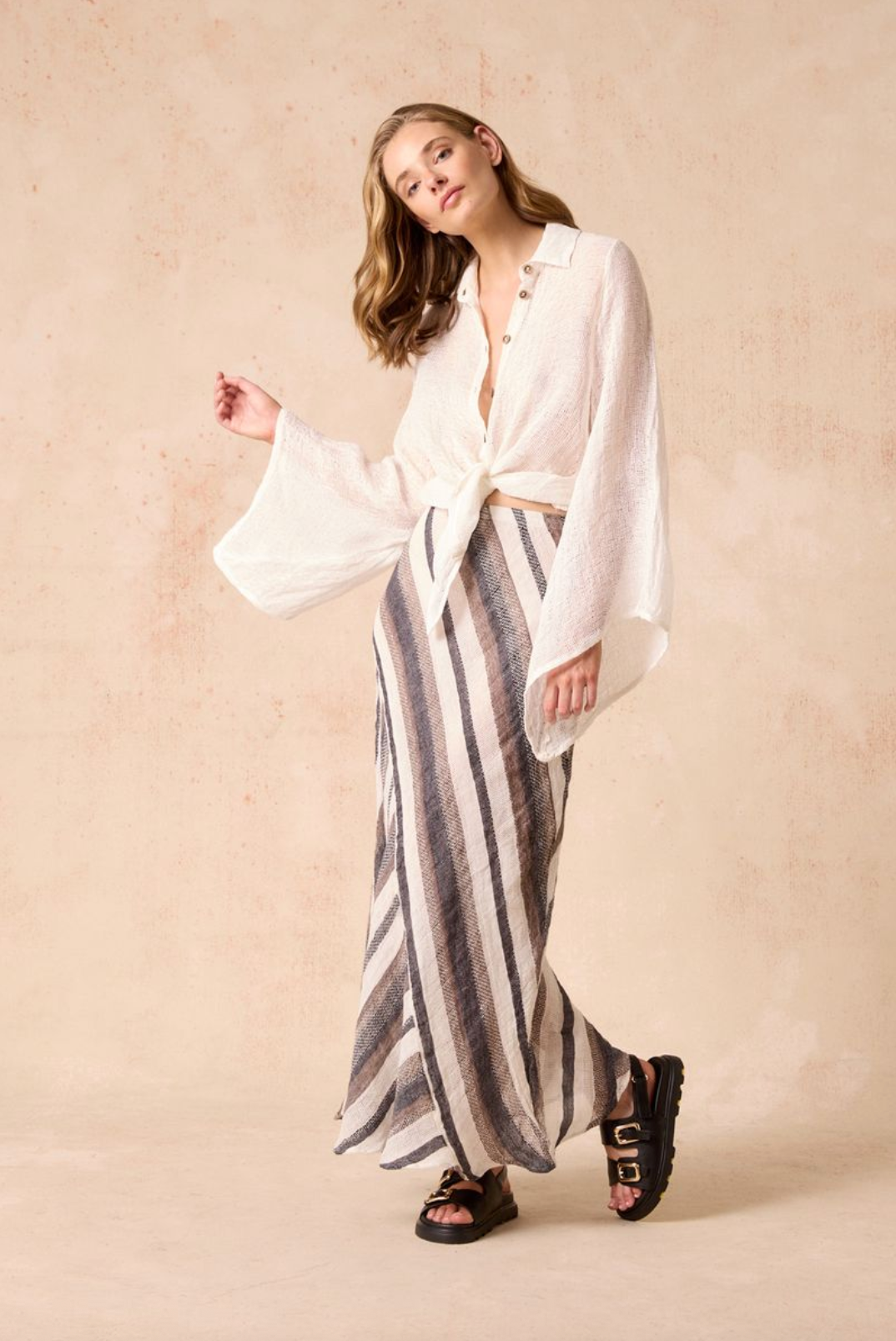 Estilo Emporio Element Skirt - Dark Chocolate Stripe