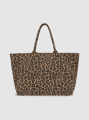 Anine Bing Leo Canvas Tote - Black and Brown Leopard