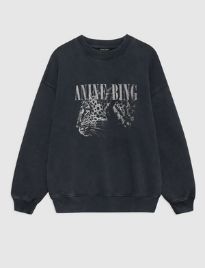 Anine Bing Spencer Sweatshirt Leopard - Washed Black