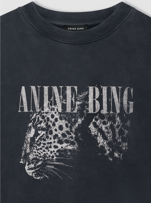 Anine Bing Spencer Sweatshirt Leopard - Washed Black