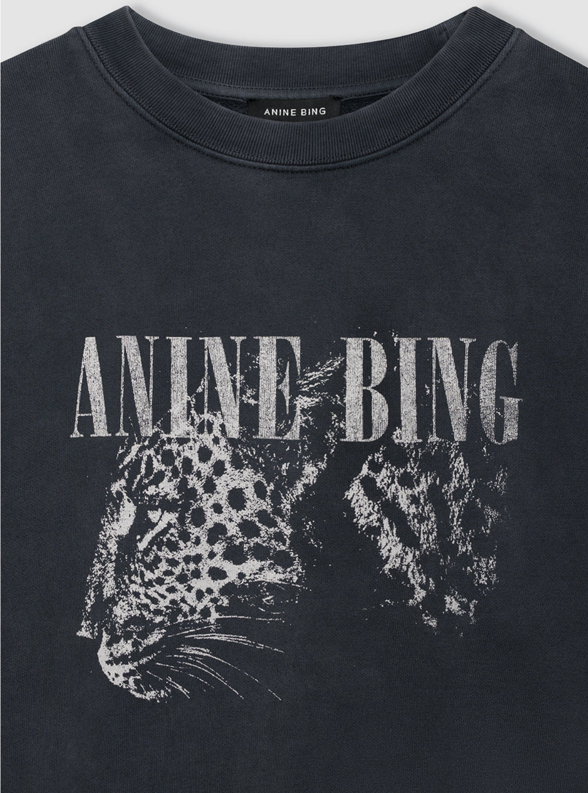 Anine Bing Spencer Sweatshirt Leopard - Washed Black