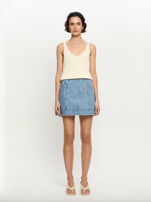 Kivari Alba denim Mini Skirt - Stone Wash Blue