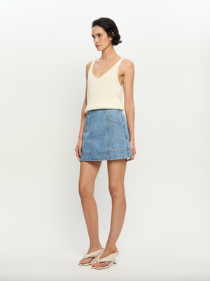 Kivari Alba denim Mini Skirt - Stone Wash Blue