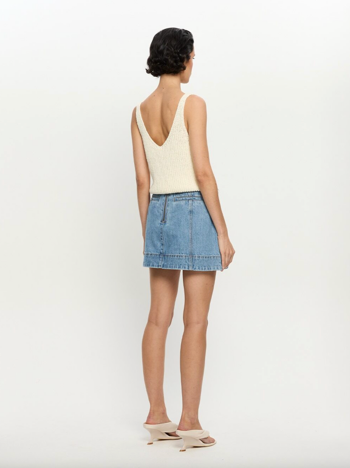 Kivari Alba denim Mini Skirt - Stone Wash Blue