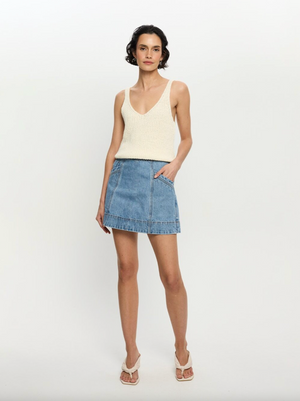 Kivari Alba denim Mini Skirt - Stone Wash Blue