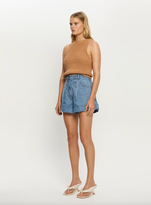 Kivari Avery Denim Short - Stone Wash Blue