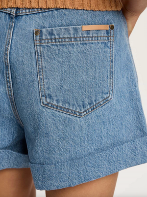 Kivari Avery Denim Short - Stone Wash Blue