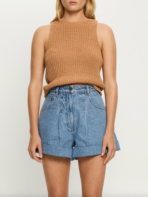 Kivari Avery Denim Short - Stone Wash Blue