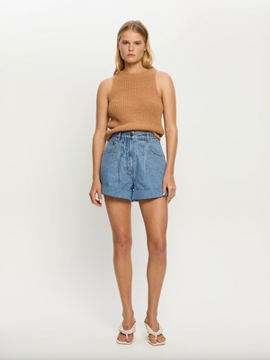 Kivari Avery Denim Short - Stone Wash Blue