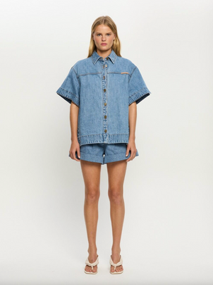 KIvari Marla Denim Shirt - Stone Wash Blue