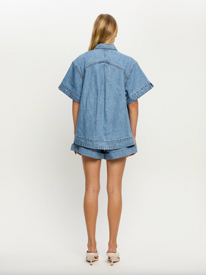 KIvari Marla Denim Shirt - Stone Wash Blue