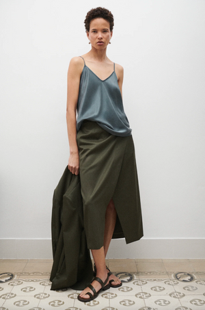 Silk Laundry Bias Cut Cami - Slate