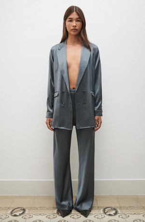 Silk Laundry Bias Cut Pants - Slate