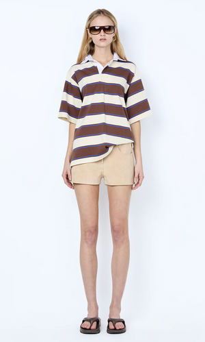 Bec and Bridge Mylo Jersey Tee - Ivory /Choc Stripe