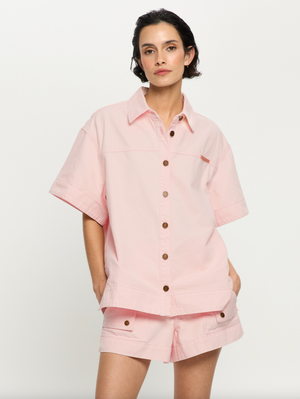 Kivari Celene Denim Short - Soft Pink