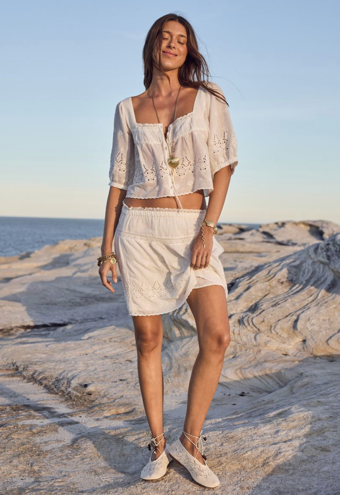 Spell Maiden Lace Mini Skirt - Antique White