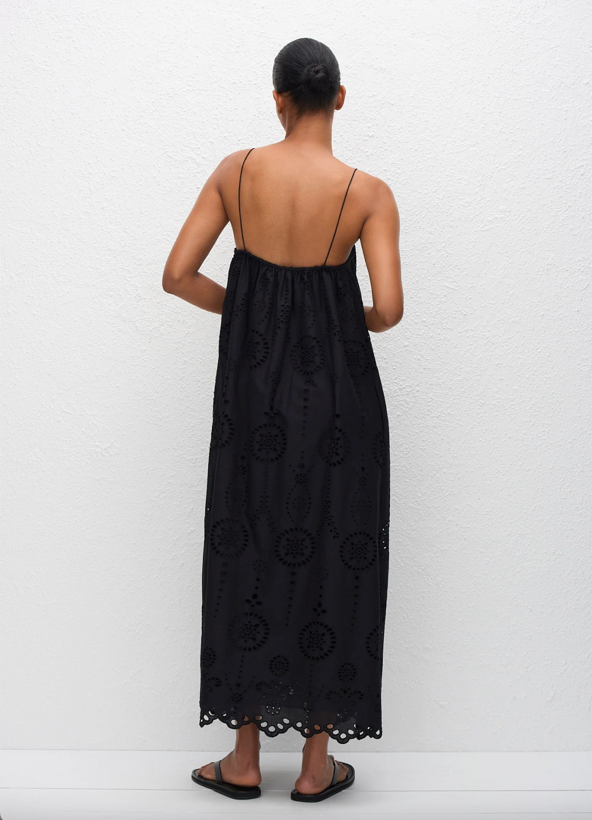 Matteau Broderie Cami Midi Dress - Black