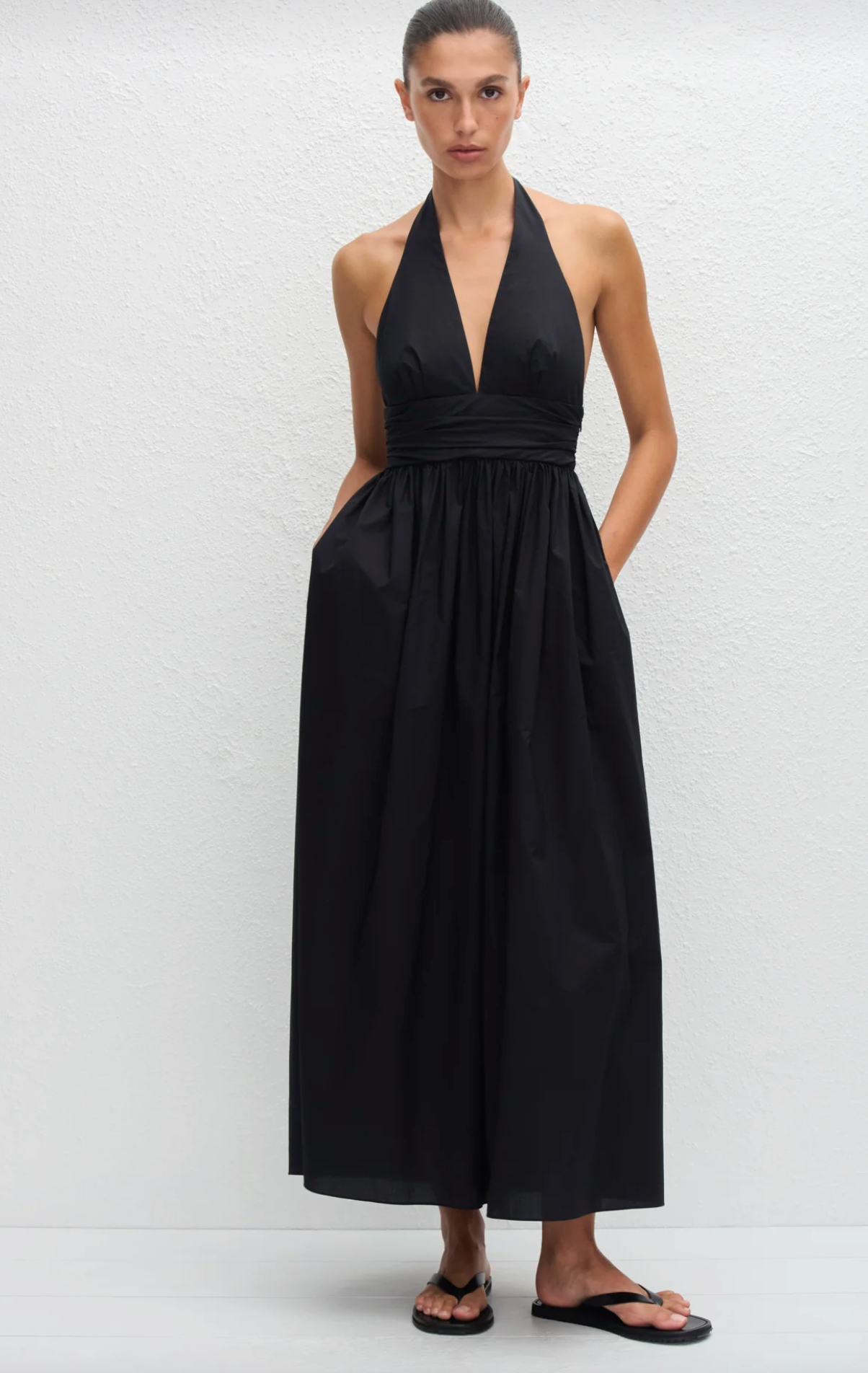 Matteau Plunge Halter Dress - Black - Nik and She Matteau Plunge Halter Dress - Black - Nik and She