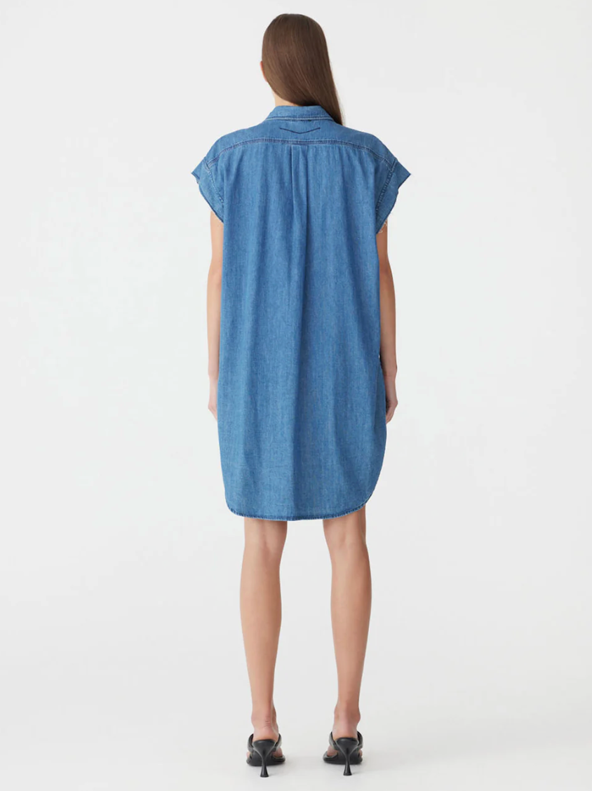 Bassike Organic Denim Sleeveless Dress - Washed Indigo
