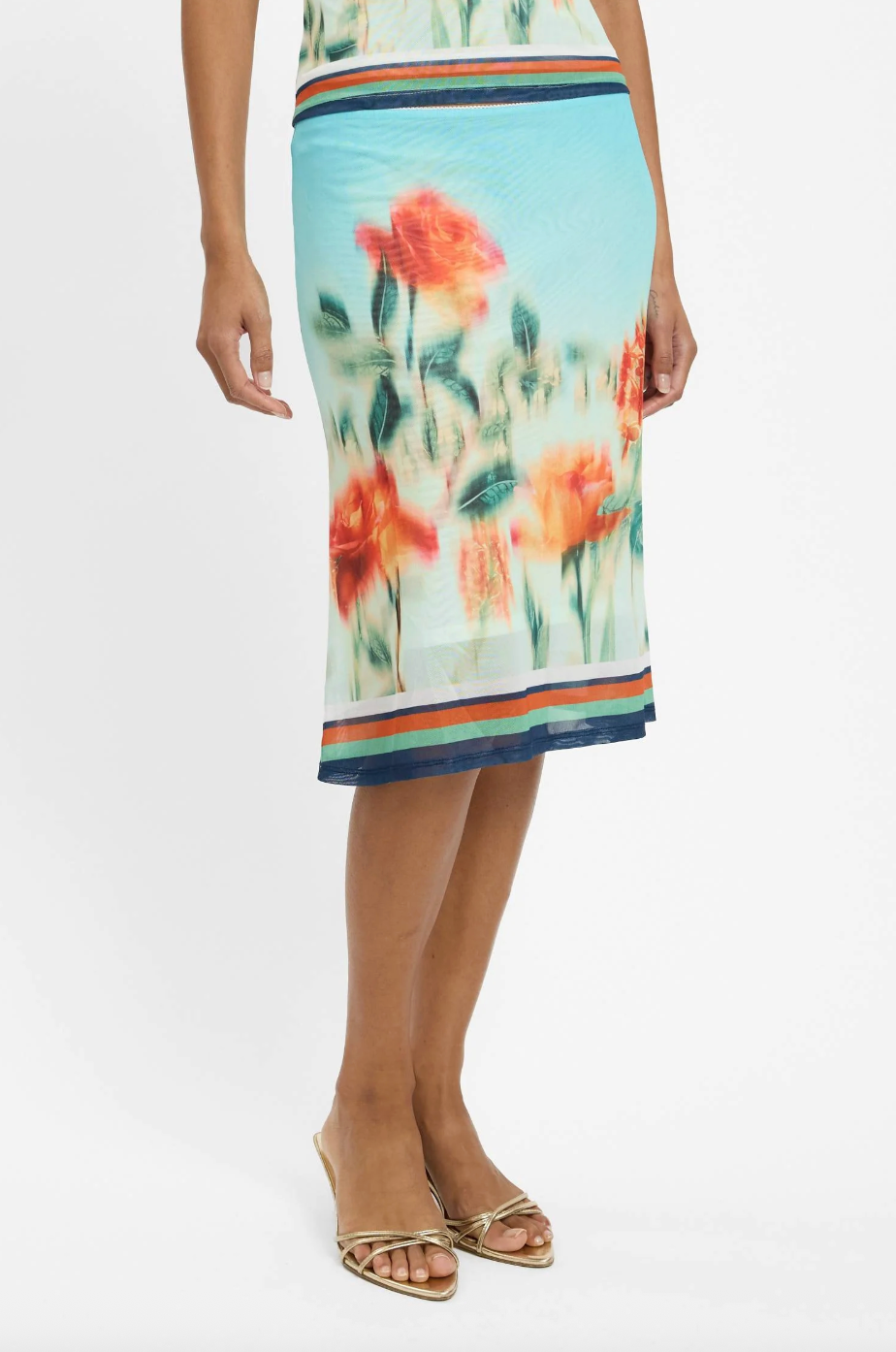 With Harper Lu Midi Skirt Mesh - Baby Blue