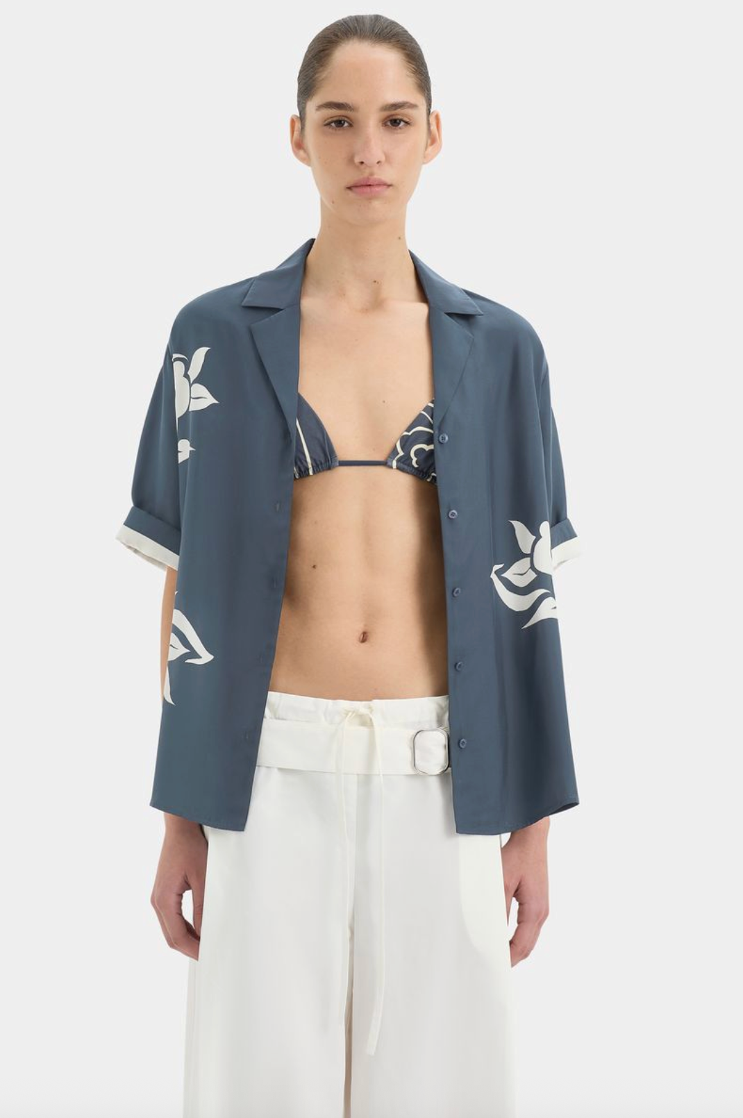 SIR. Lilou Short Sleeve Shirt - Liora Charcoal Blue