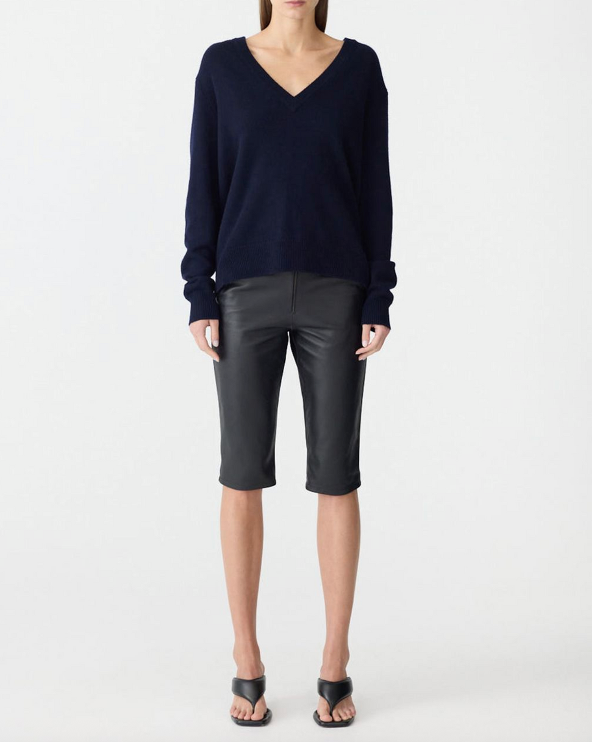 Bassike Low V-Neck Slouch Knit - Ink