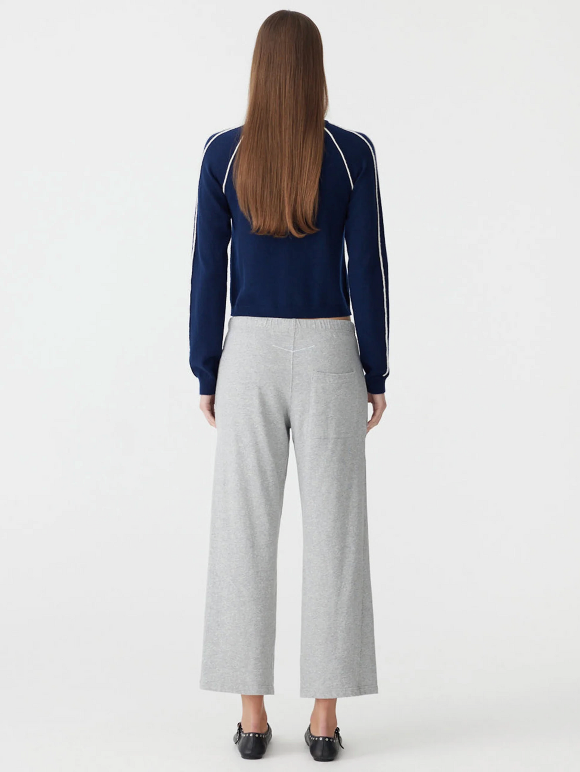 Bassike Fench Terry Straight Leg Pant - Grey Marl