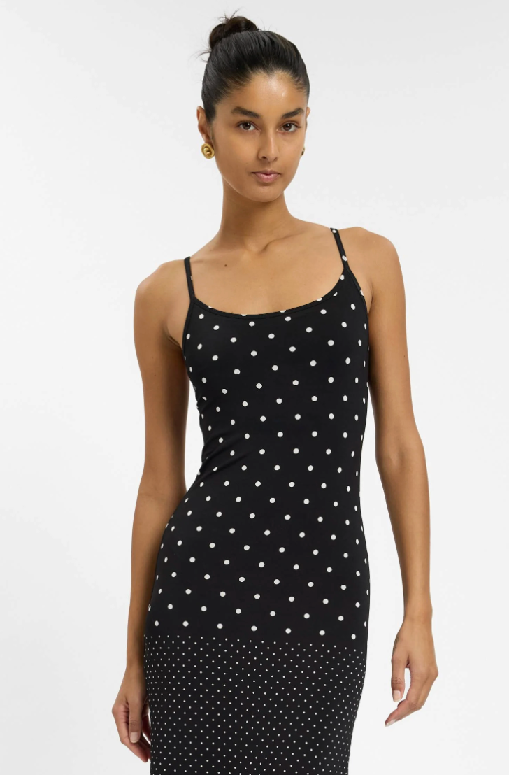 With Harper Lu Slip Dress - Black Polka