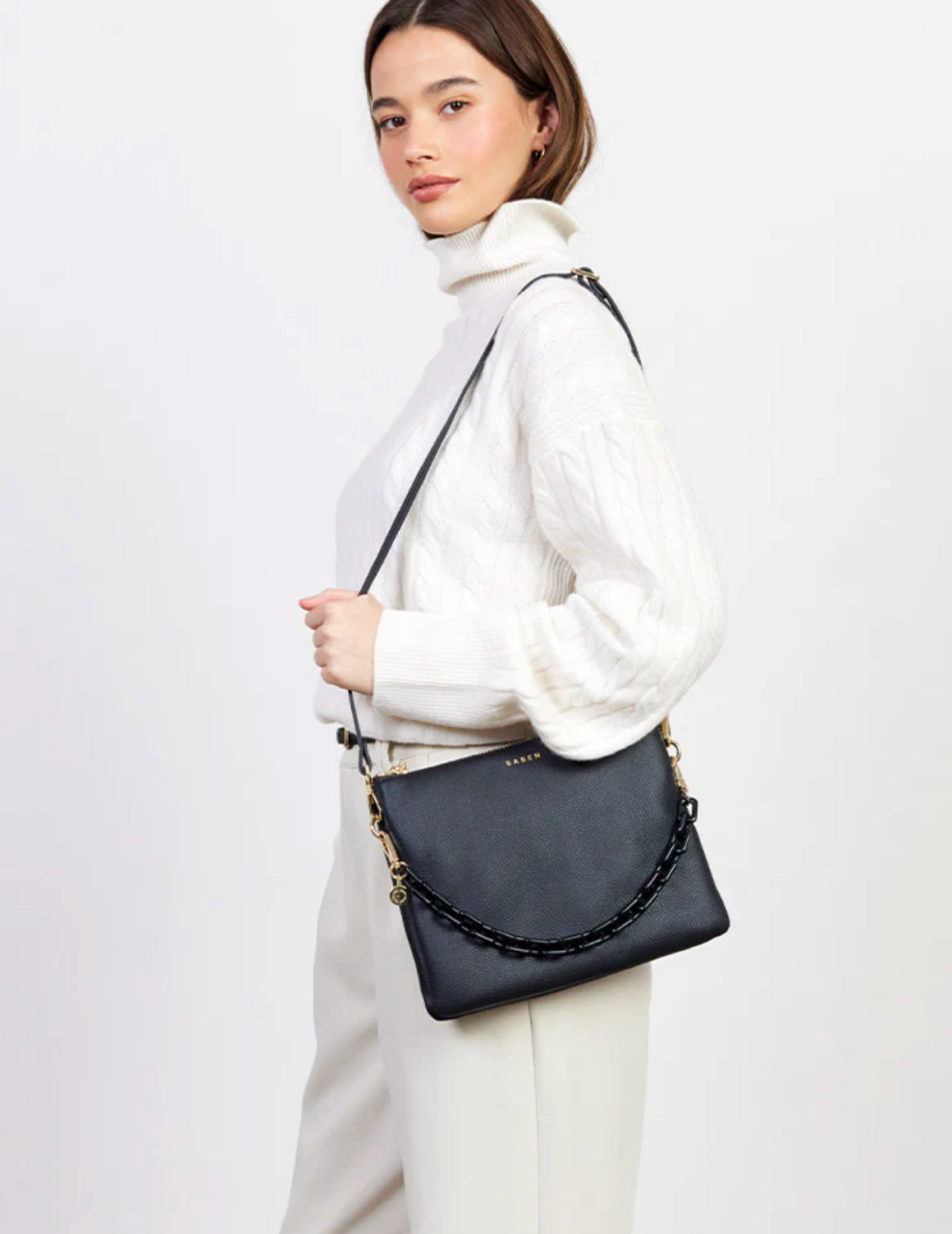 Saben Matilda Crossbody - Black + Tonal Chain